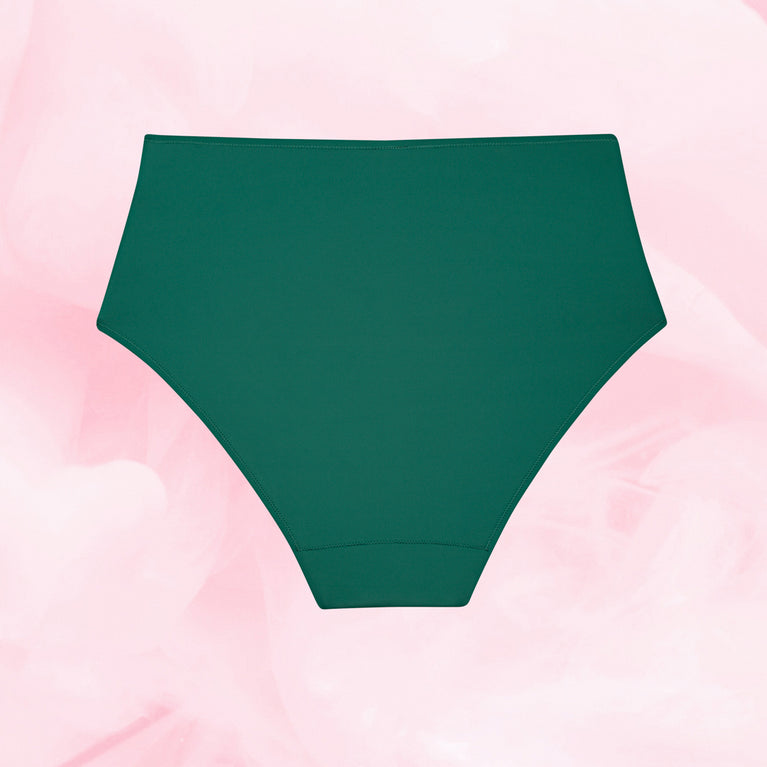 High Waist Lite Mens Menstruse, solid grønn, høy midje.