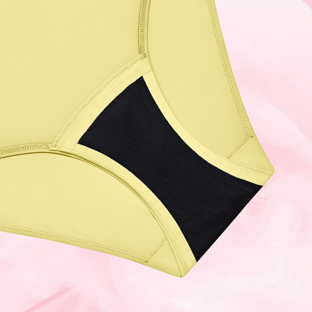 High Waist Lite Mens Menstruse med kontrasterende mesh-gusset.