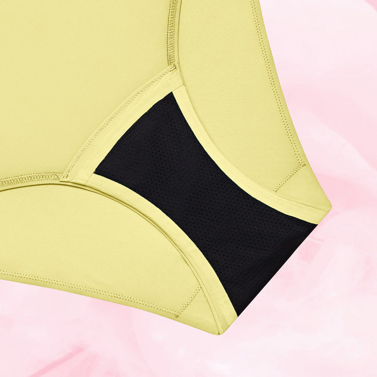 High Waist Lite Mens Menstruse med kontrasterende mesh-gusset.