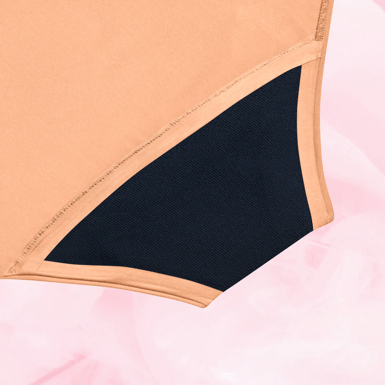 High Waist Dots Middels Mens Menstruse, nærbilde med sort innvendig panel.