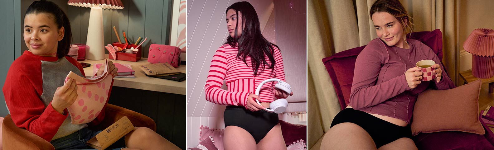Et bilde av en tenåringsjente i menstruse fra Libresse tenåringskolleksjon