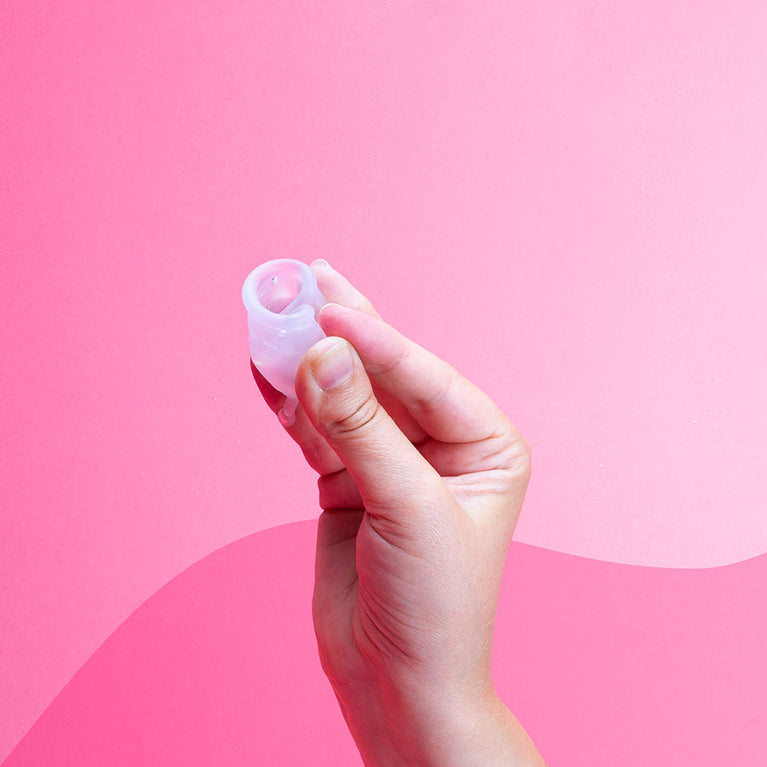 Menskopp, reusable menstrual cup, made of 100% medical-grade silicone.