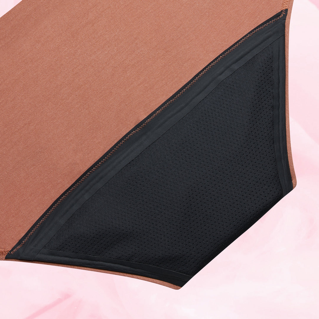 Premium Comfort Hipster Lite Mens Menstruser detalj av to-lags tekstil.