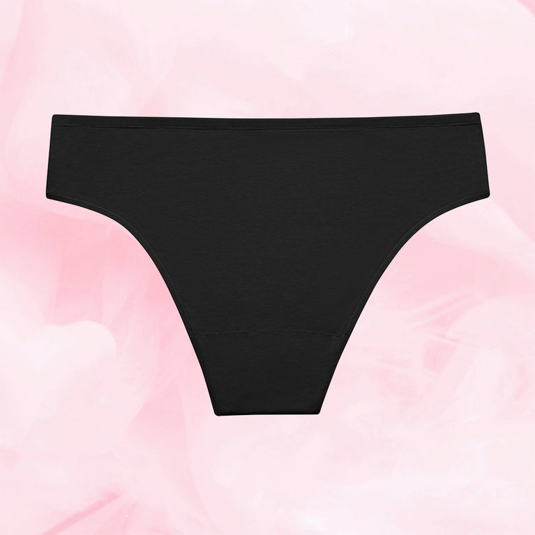 ComfortFit Essentials Brazilian menstrual panty, high-waisted, eco-friendly, OEKO-TEX® certified.
