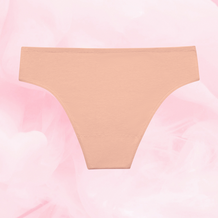 ComfortFit Essentials Brazilian menstruse for light flow, features breathable design.