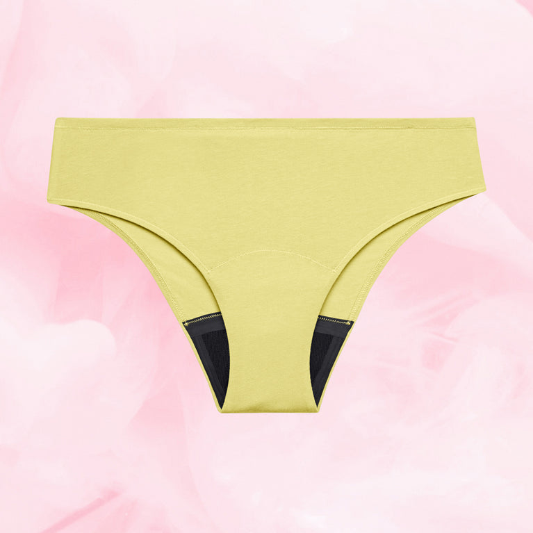 ComfortFit Essentials Brazilian menstrual underwear for medium flow.