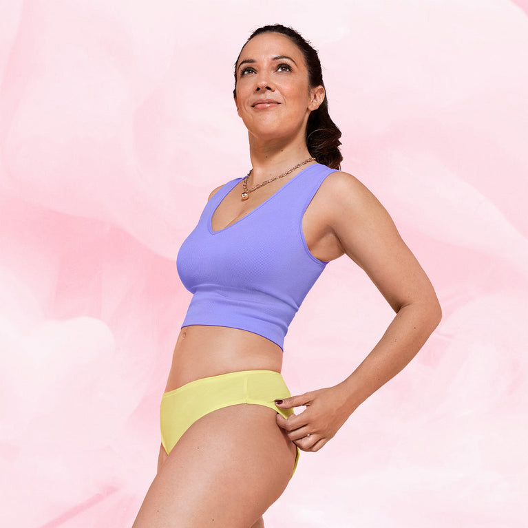 ComfortFit Essentials Brazilian for heavy flow, showcasing its breathable design.