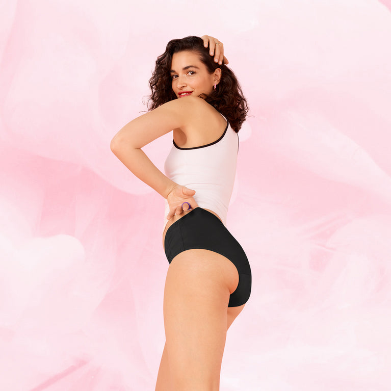 ComfortFit Essentials Hipster for lite mens, breathable, high-waisted, eco-friendly menstrual underwear.