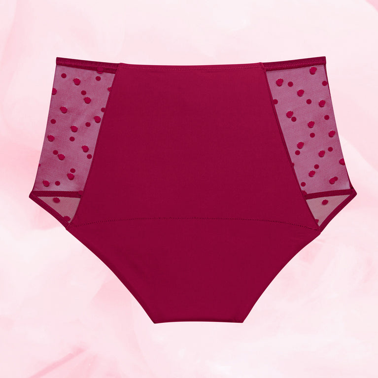 High Waist Dots Kraftig Mens Menstruse with stylish high waist and mesh sides.
