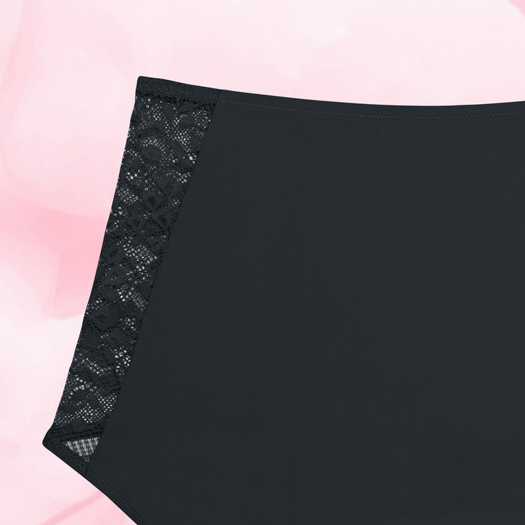 High Waist Floral Lite Mens Menstruse with lace sides and high waist.