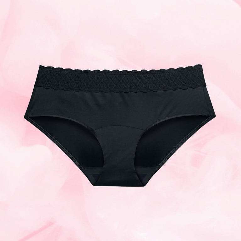 Hipster Full Lace Lite Mens Menstruse, comfortable, reusable hipster-style menstrual underwear.