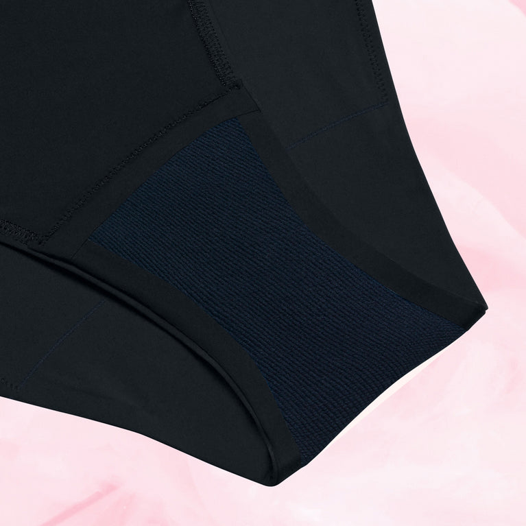 High Leg Middels Mens Menstruse, high-cut, reusable, absorbs, odor-control.