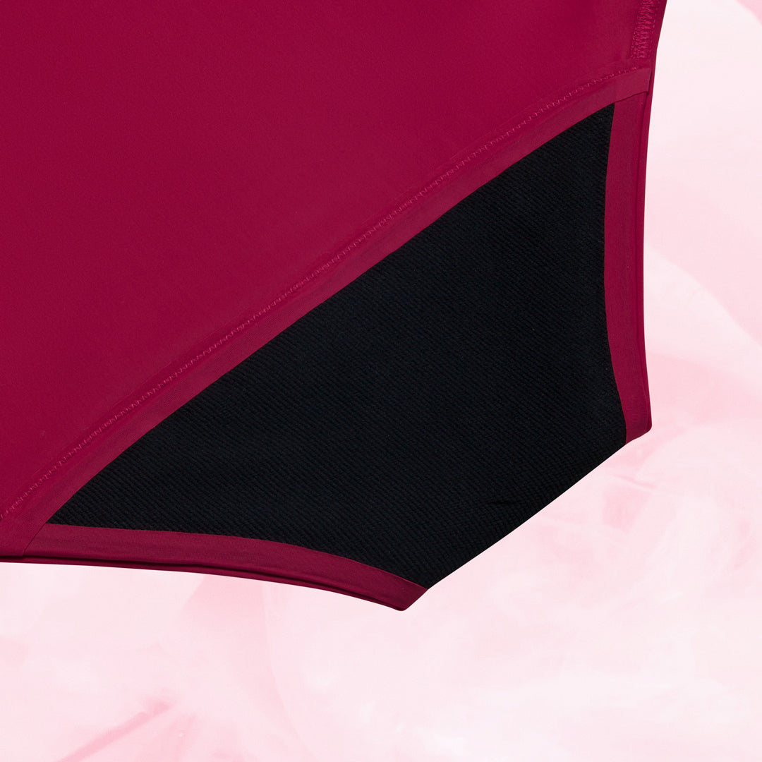 High Waist Dots Middels Mens Menstruse, burgunder, høy midje, mesh-prikker.