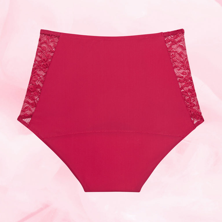High Waist Floral Kraftig Mens Menstruse med blonder og høy midje.
