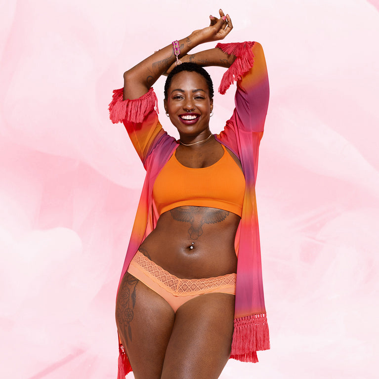 Brazilian Moderate Menstrual Briefs, reusable with soft waistband and sleek back.