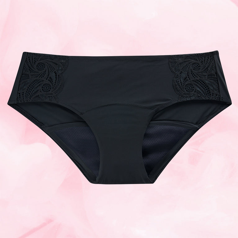Hipster Side Lace Middels Mens Menstruse with lace details on hips.