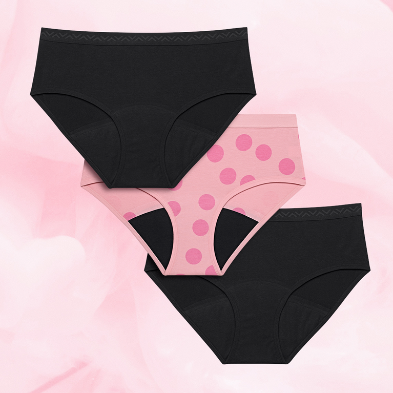 Teen Hipster Print Kraftig Mens menstruser (3-pack) showcasing reusable absorbent underwear.