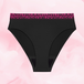 ComfortFit High Leg kraftig mens truse, svart med magenta elastisk linning.