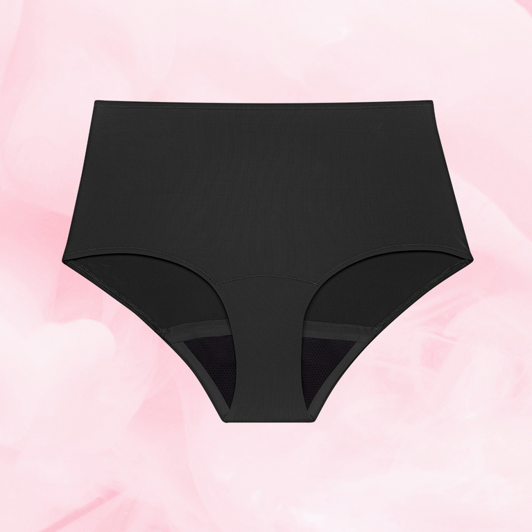 ComfortFit High Waist menstruse with secure, absorbent design for heavy flow.
