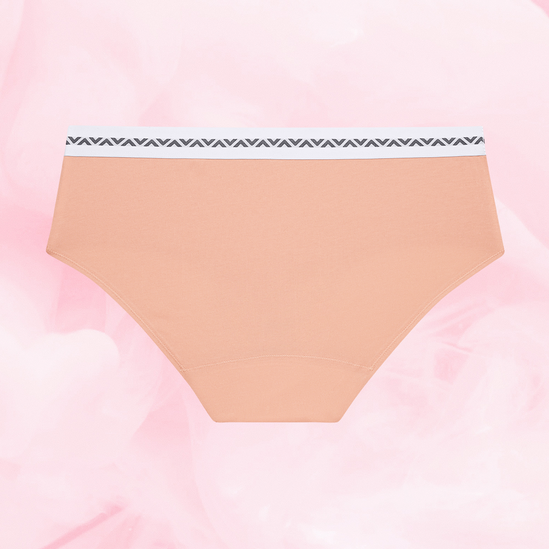 ComfortFit Essentials Hipster Logo menstrual underwear with high waist and sleek waistband.