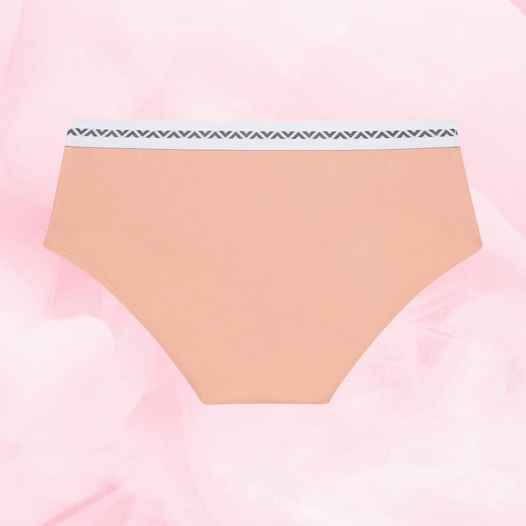 ComfortFit Essentials Hipster Logo period underwear with high waist and logo waistband.