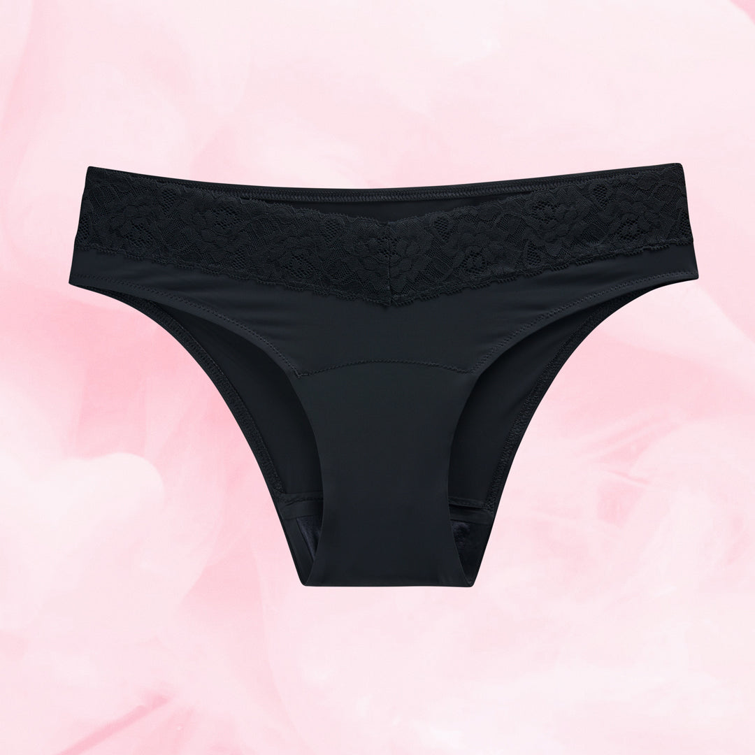 Brazilian Lite menstruse med blonder, designet for lett menstruasjon.
