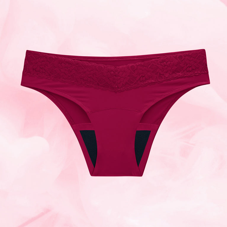 Brazilian Moderate Menstrual Briefs, reusable with soft waistband, moderate flow.