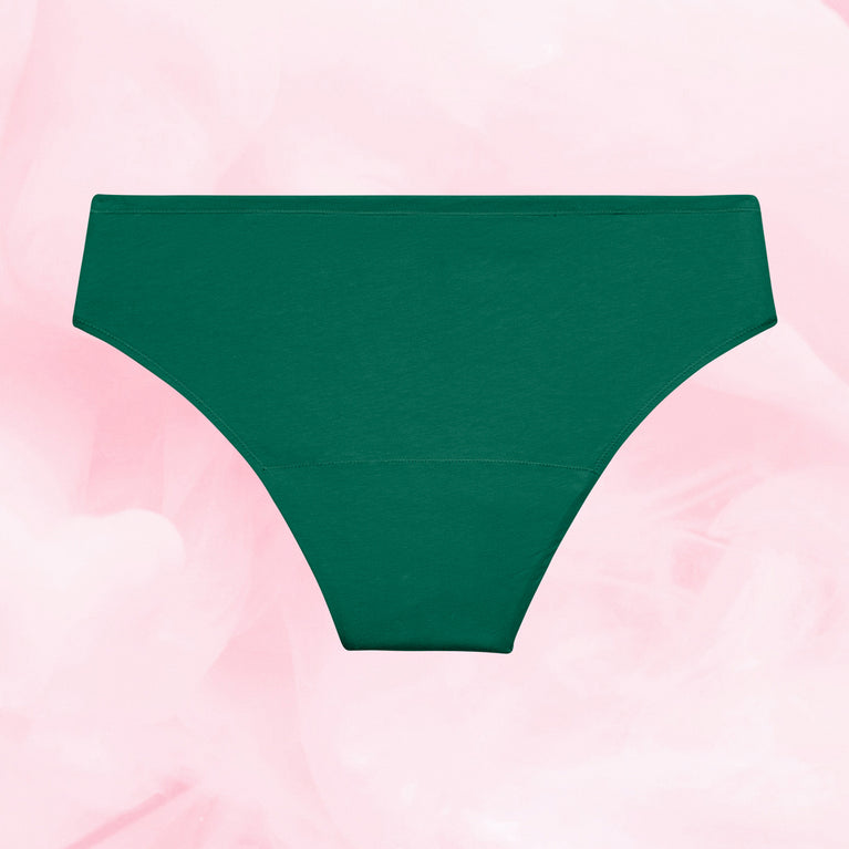 ComfortFit Essentials Brazilian menstrual underwear for heavy flow, OEKO-TEX® certified.