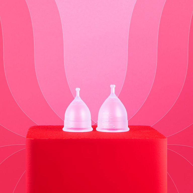 Menskopp, reusable medical silicone cup for 12-hour menstrual collection.